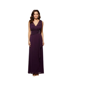 Betsy & Adam Purple Eggplant Chiffon Drape Gown Dress Size 6 NWT